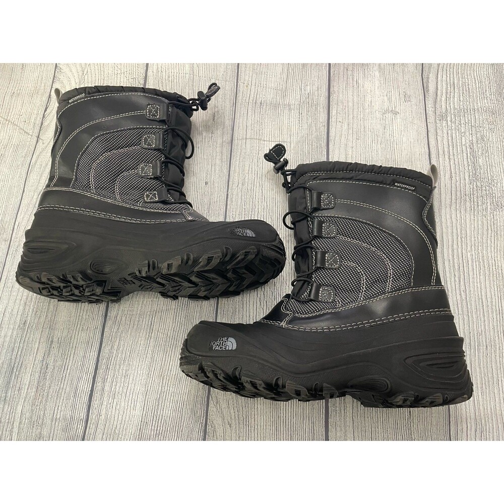 Black The North Face Aspenglow Boy Girl Winter Snow Boots, Size Youth 4